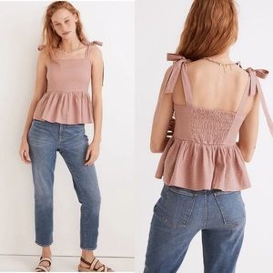 Madewell Rosalie Tie-Strap Top Dusty Rose